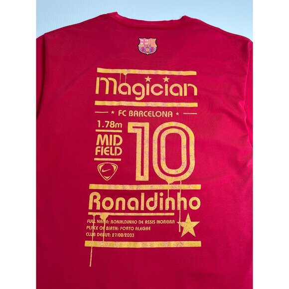 Vintage Nike R10 Ronaldinho Barcelona Football Tee XL - Picture 4 of 6